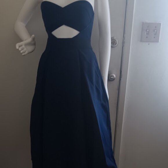 Self-Portrait  Navy Blue Midi Dress with Cutouts in Bodice  Size US 2 - Picture 1 of 11